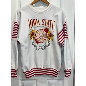 Vintage Artex Iowa State University Sweatshirt Mens Large White Striped USA Made